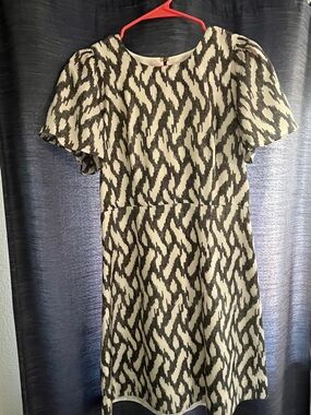 J Crew gray/off white patterned silk dress